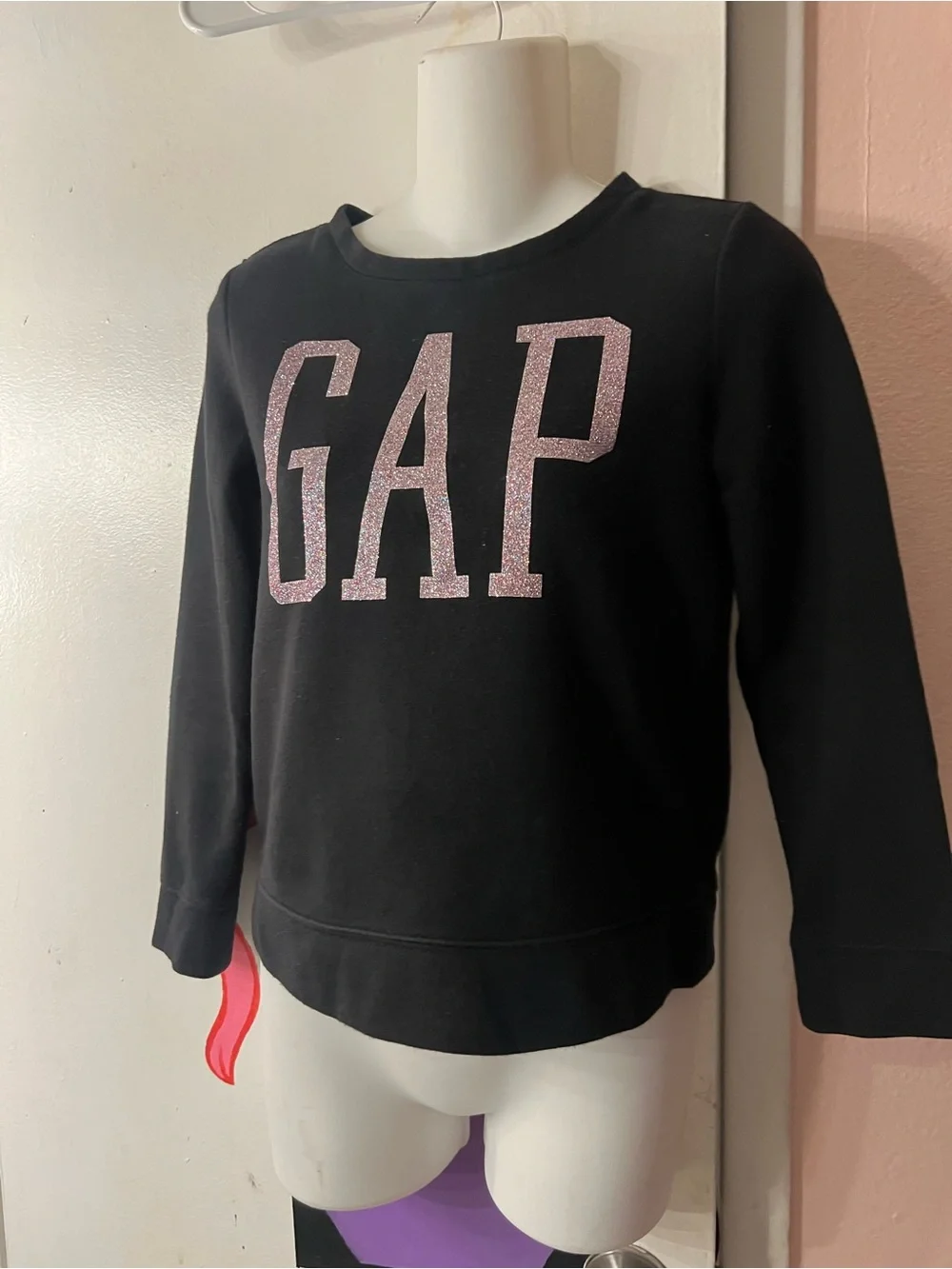 GAP Black Sweatshirt with Pink Glitter Logo
